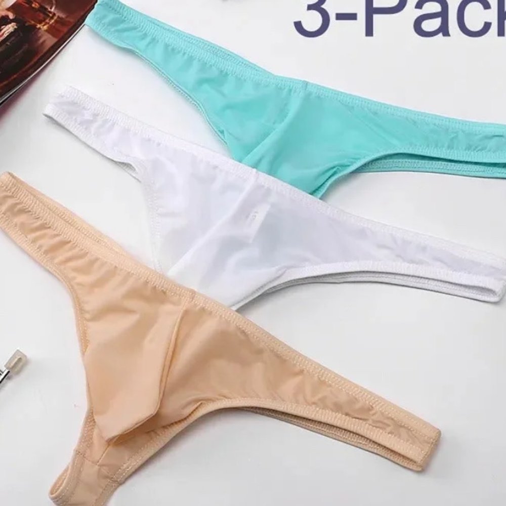 3-Pack Underwear for Men's thong bikini gay Size L Panties G-strings Lingerie